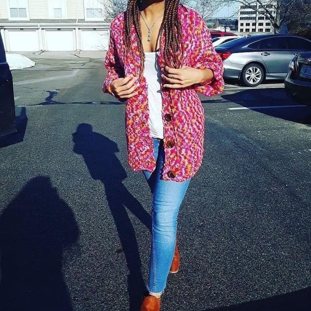 Oversized Bright Chunky Knit Cardigan